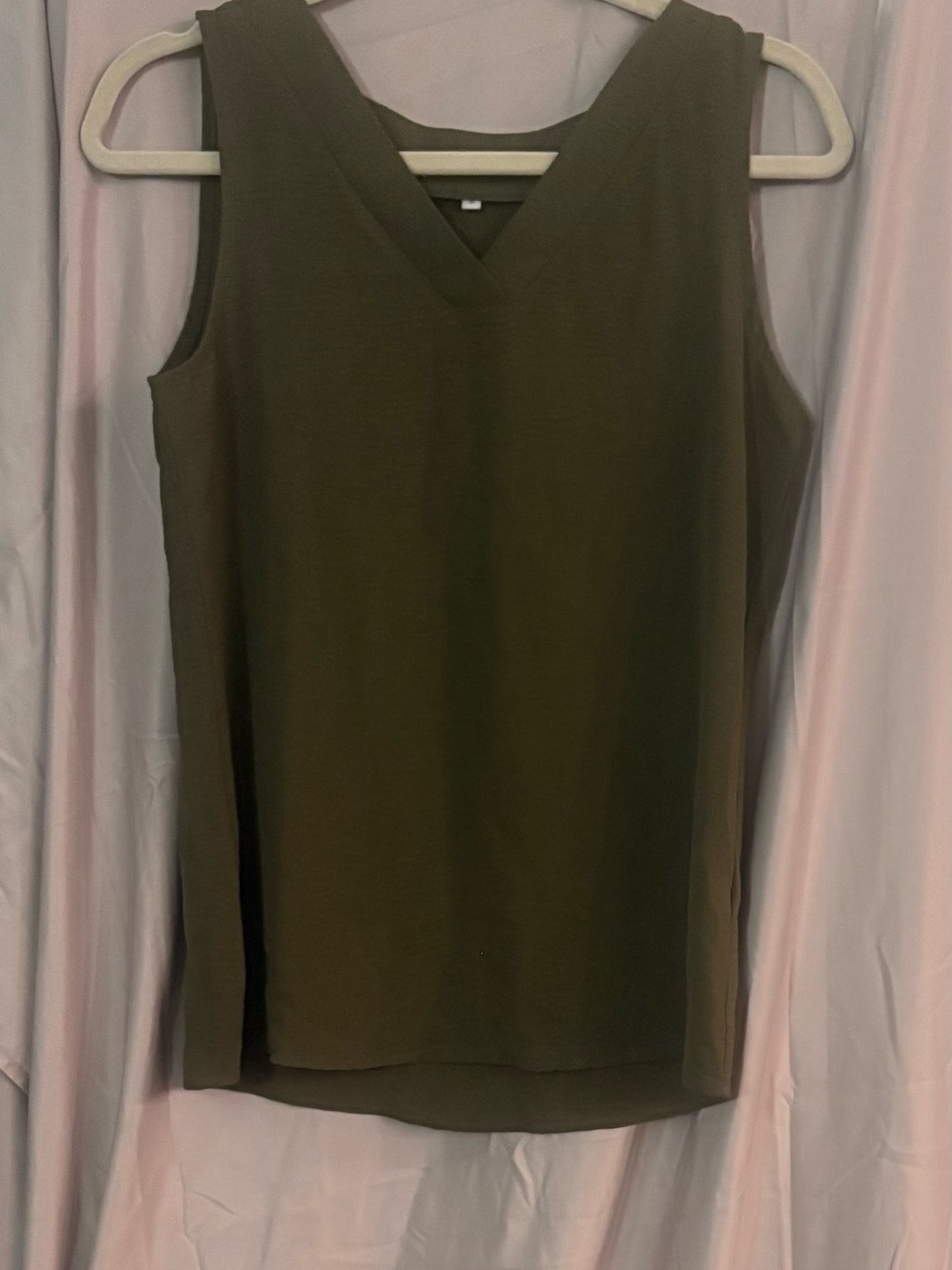 V-Neck Sleeveless Tank Top in Olive
